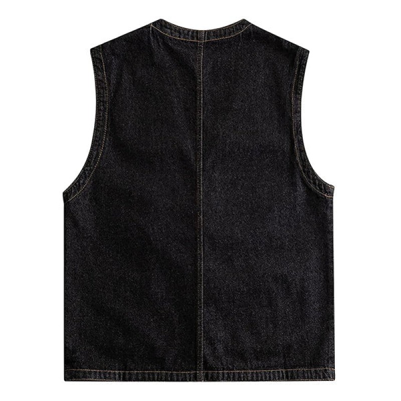 Mens Casual Loose Single Breasted Denim Vest 69915126M
