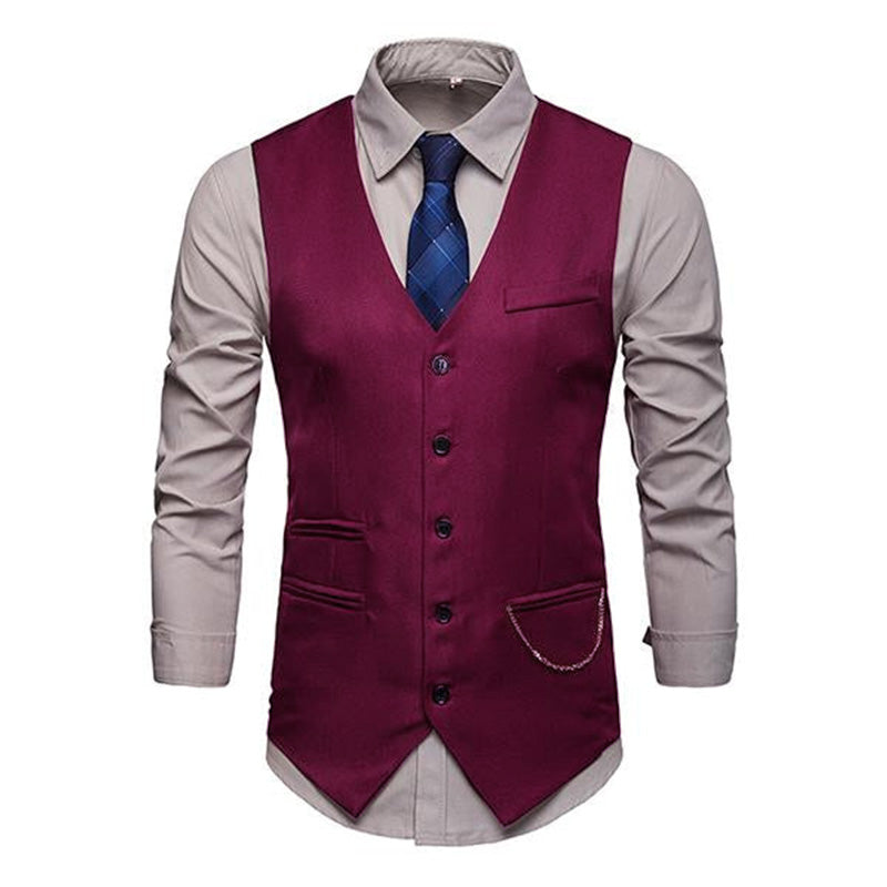 Mens Plain Print V-Neck Dress Vest 94317846M