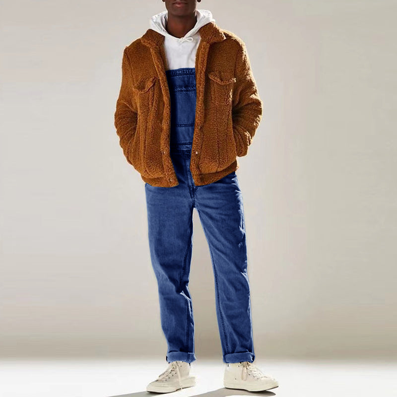 Mens Casual Vintage Denim Overalls 89080389Y