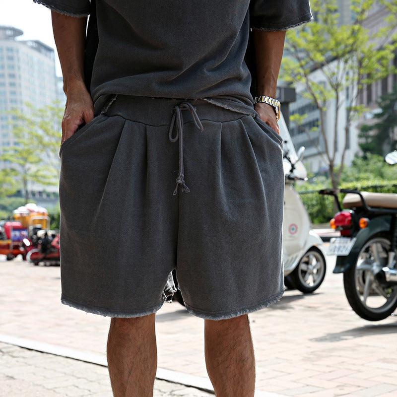 Mens Fashion Loose Short Sleeve T-shirt and Shorts Set 02514856Z