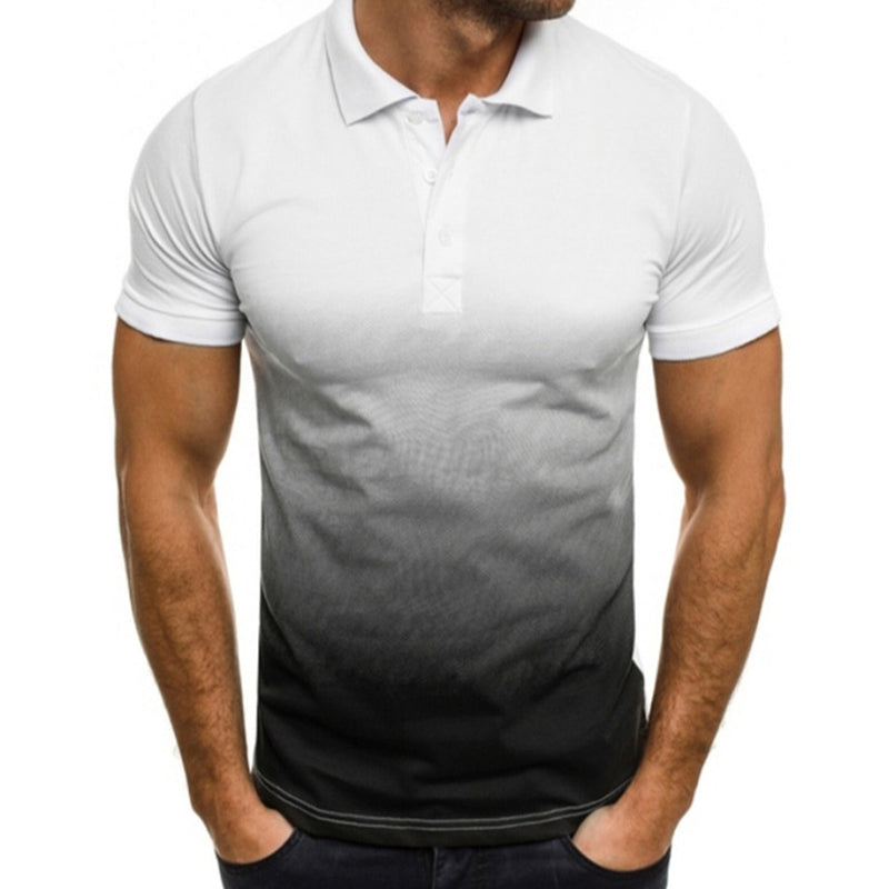 Mens Casual Gradient Print Short Sleeve POLO T-shirt 26429298Y
