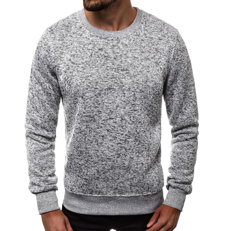 Mens Round Neck Pure Color Slim Fit Pullover Sports Sweatshirt 88534752X
