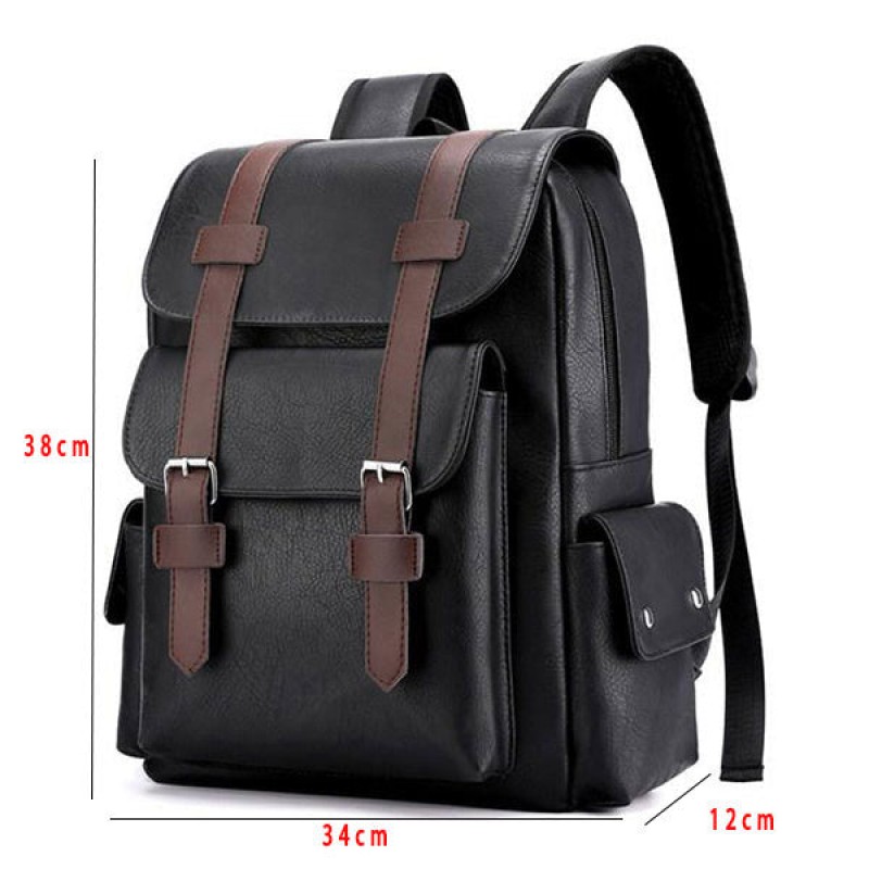 VINTAGE FASHION LEATHER MULTI POCKET BACKPACK