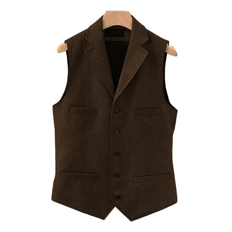 Mens Vintage Classic Lapel Single Breasted Suit Vest 15824060M