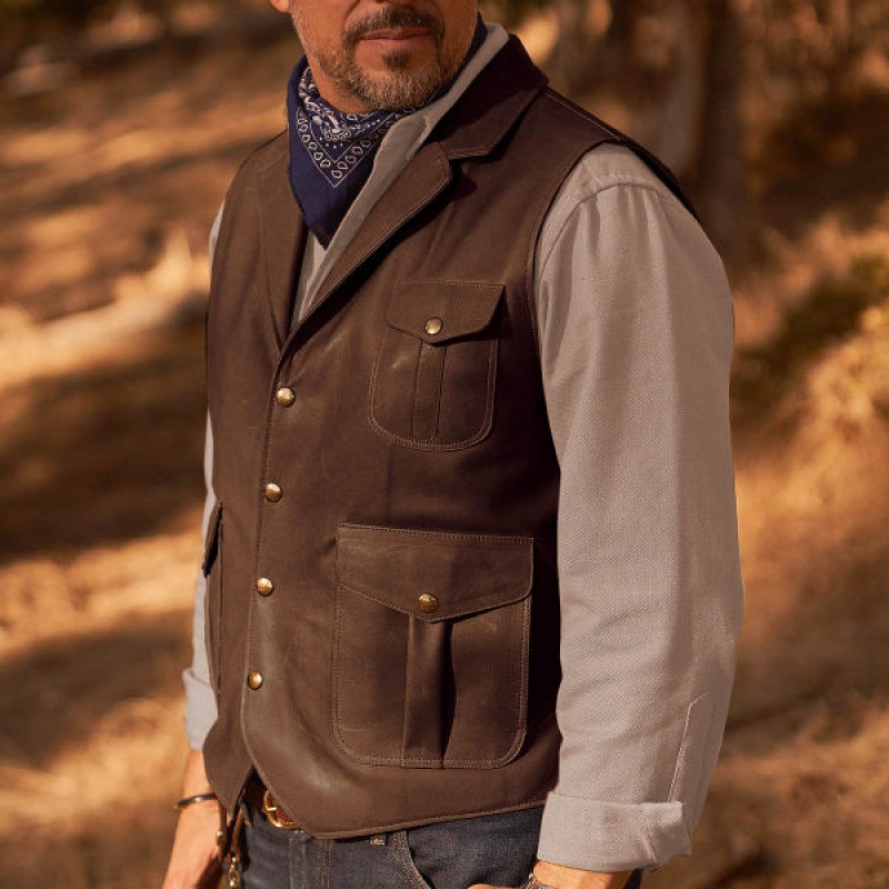 MENS FASHION VINTAGE WESTERN LEATHER VEST