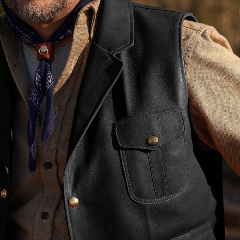 MENS FASHION VINTAGE WESTERN LEATHER VEST