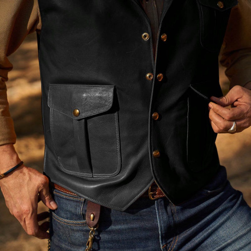 MENS FASHION VINTAGE WESTERN LEATHER VEST