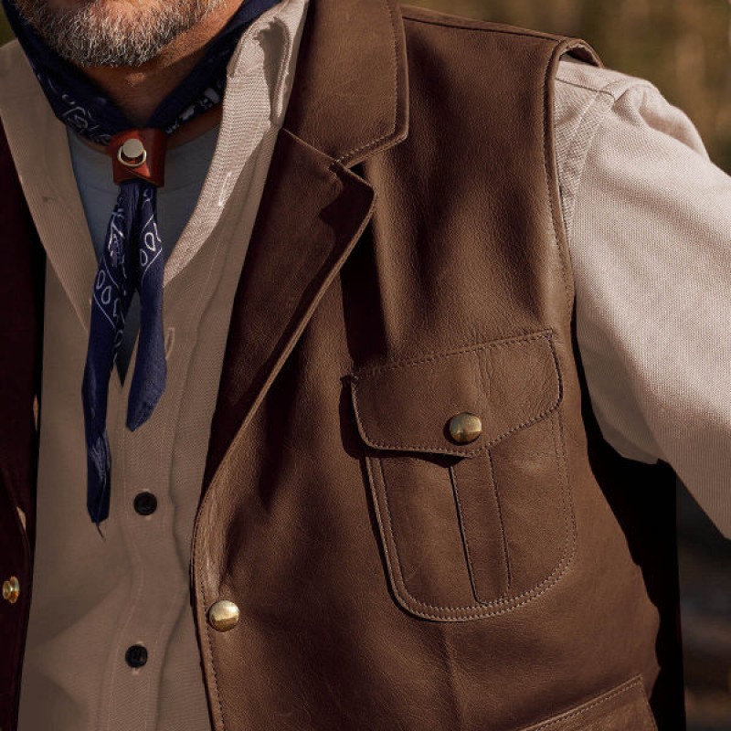 MENS FASHION VINTAGE WESTERN LEATHER VEST