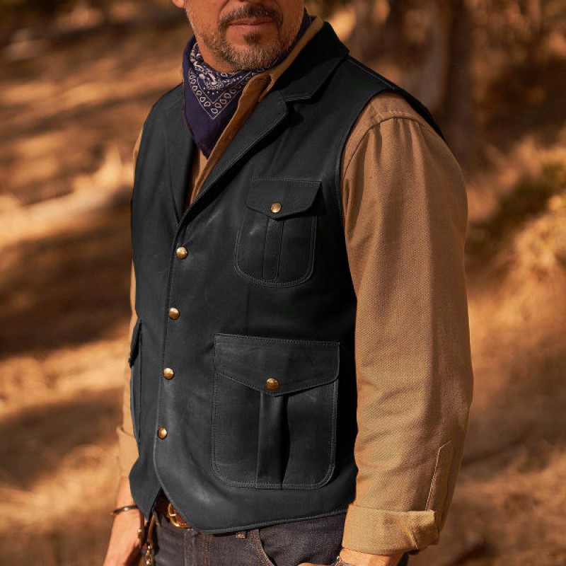 MENS FASHION VINTAGE WESTERN LEATHER VEST
