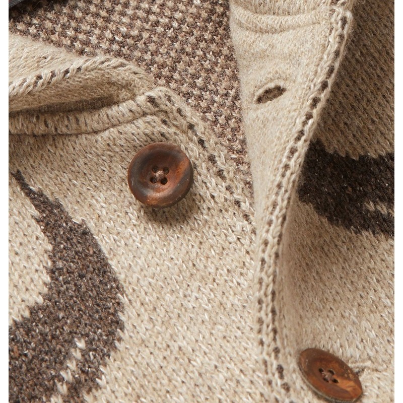 Mens Lapel Vintage Jacquard Knit Cardigan Jacket 26382727M