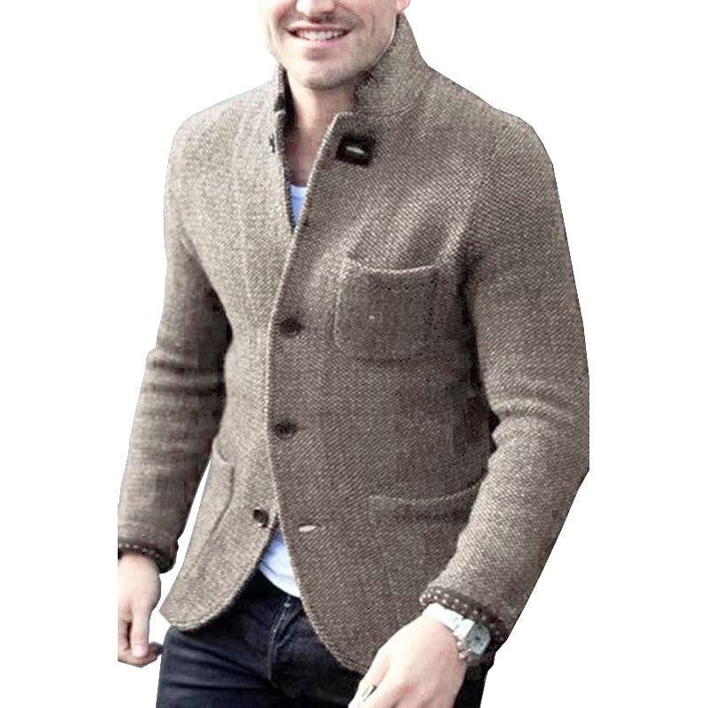 Mens Casual Stand Collar Single Breasted Thick Blazer 61728809M