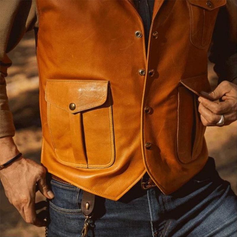 MENS FASHION VINTAGE WESTERN LEATHER VEST