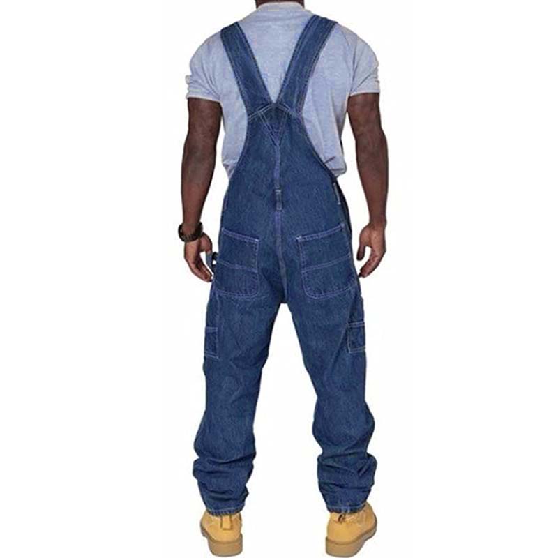 Mens Casual Denim Multi-pocket Loose Overalls 89142810M