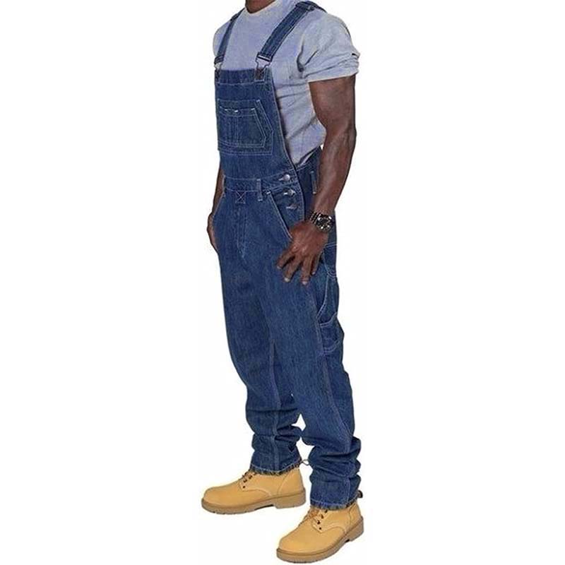 Mens Casual Denim Multi-pocket Loose Overalls 89142810M