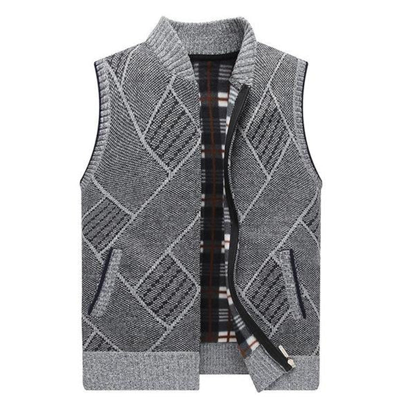 Mens Fleece Thick Sweater Stand Collar Vest 40742234X