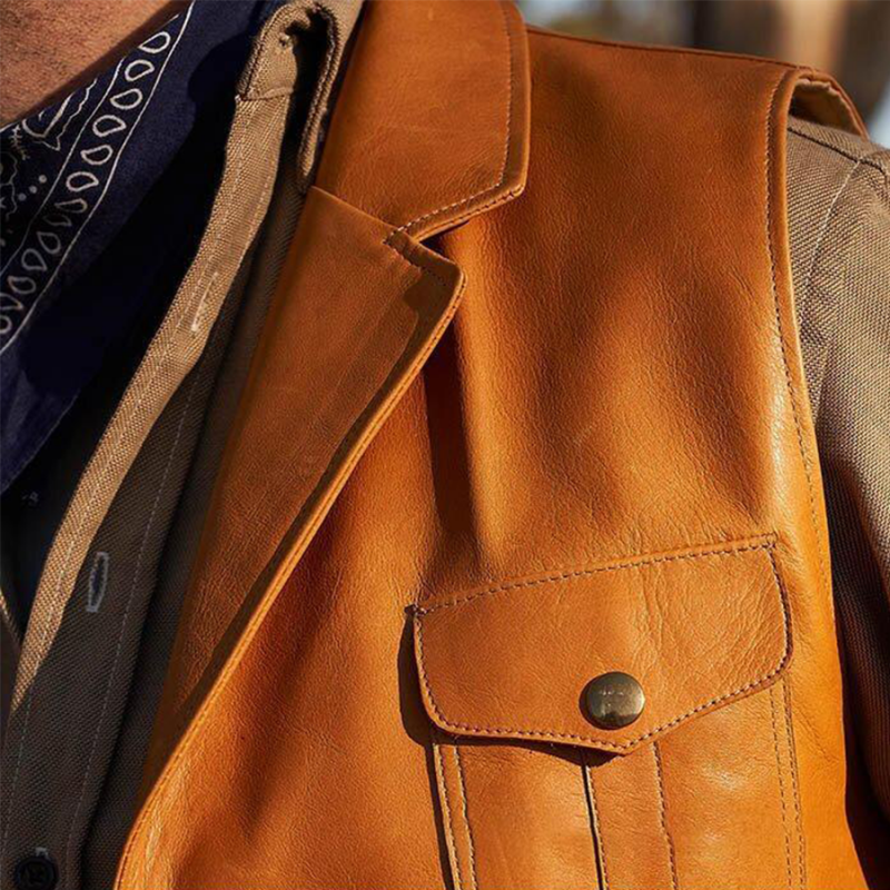 MENS FASHION VINTAGE WESTERN LEATHER VEST
