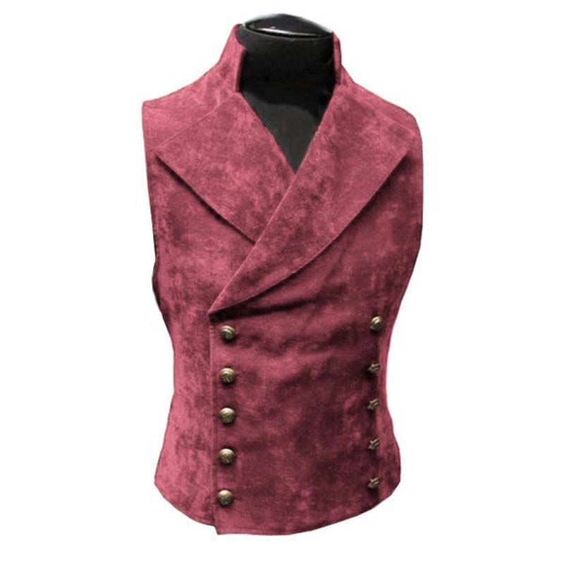 MENS STAND COLLAR SUEDE DOUBLE BREASTED VEST 72601313M