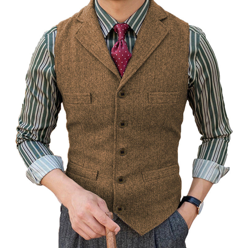 Mens Vintage Classic Lapel Single Breasted Suit Vest 15824060M