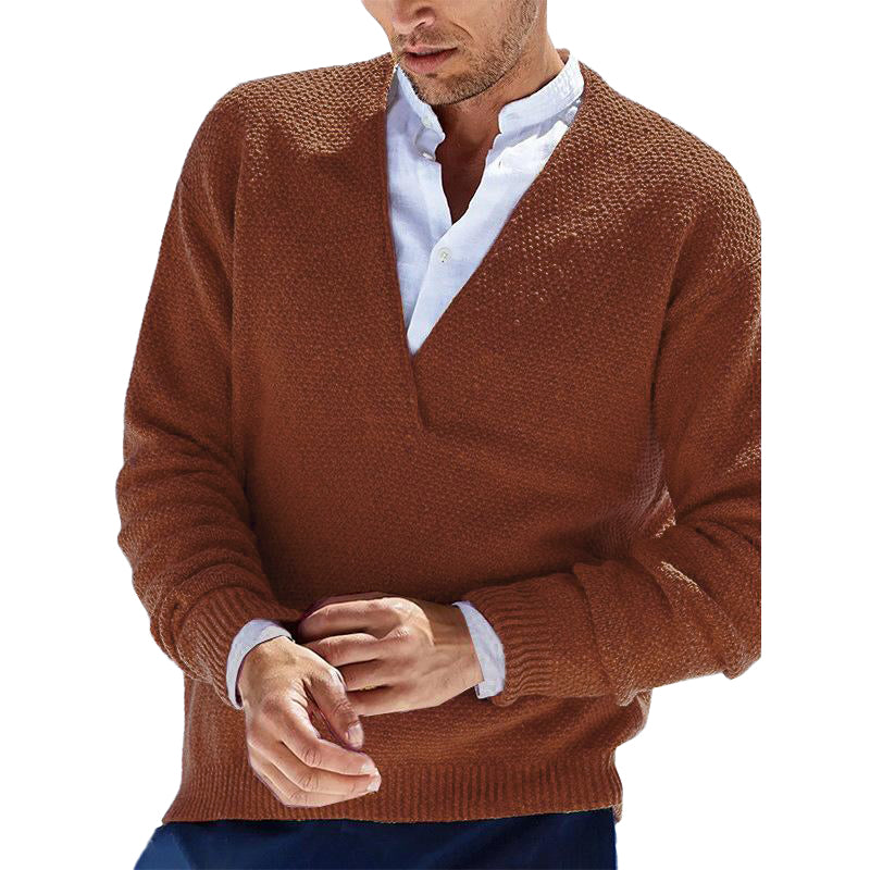 Mens Slim Fit Long Sleeve V-Neck Knit Pullover Sweater 57994922M