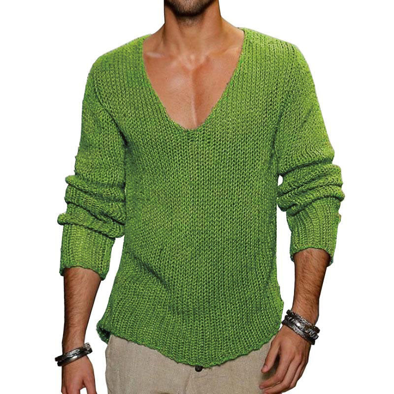 Mens V-Neck Knit Pullover Sweater 18392900M