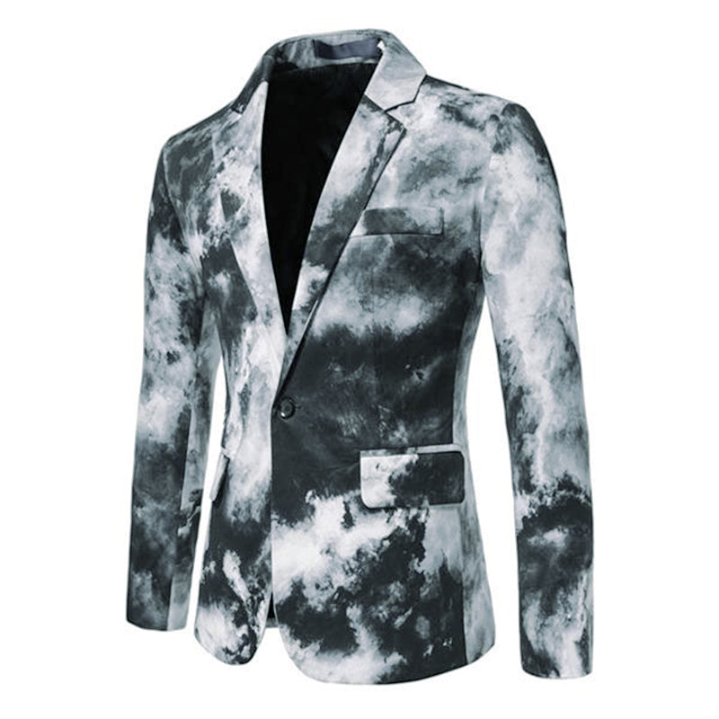 Mens Splatter Print Single Breasted Casual Blazer 03673297M