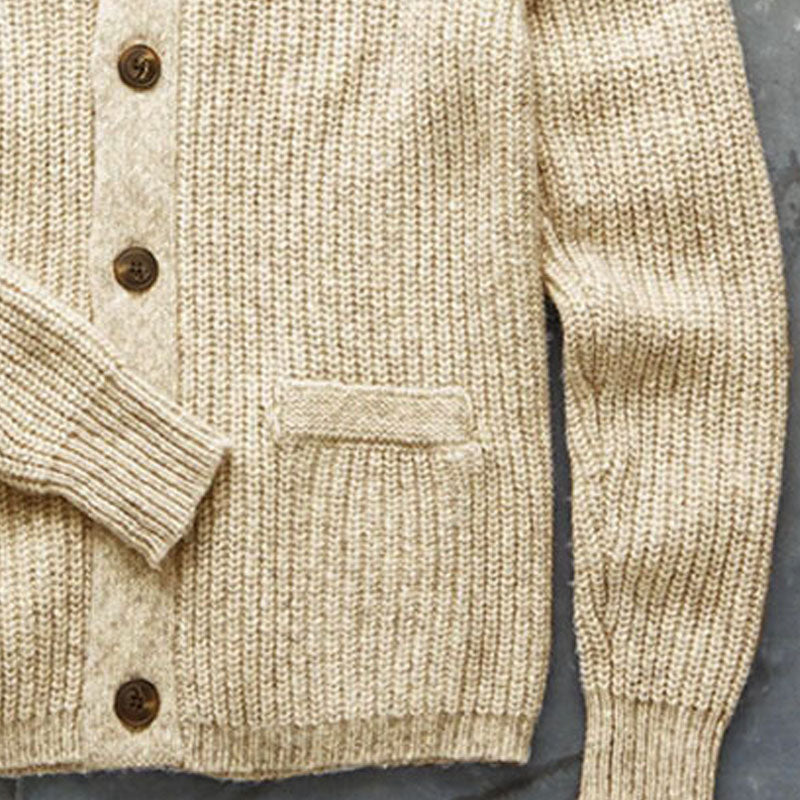 Mens Solid Color Lapel Long Sleeve Knit Cardigan 47184840M