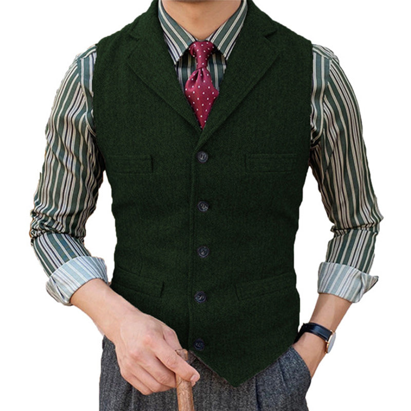 Mens Vintage Classic Lapel Single Breasted Suit Vest 15824060M