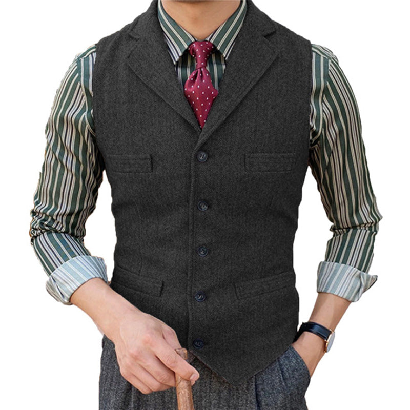 Mens Vintage Classic Lapel Single Breasted Suit Vest 15824060M
