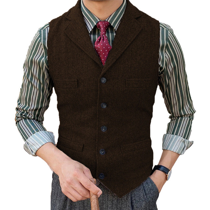 Mens Vintage Classic Lapel Single Breasted Suit Vest 15824060M