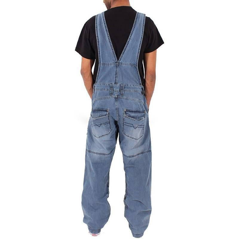 Mens Loose Denim Multi-Pocket Cargo Overalls 50540101Y