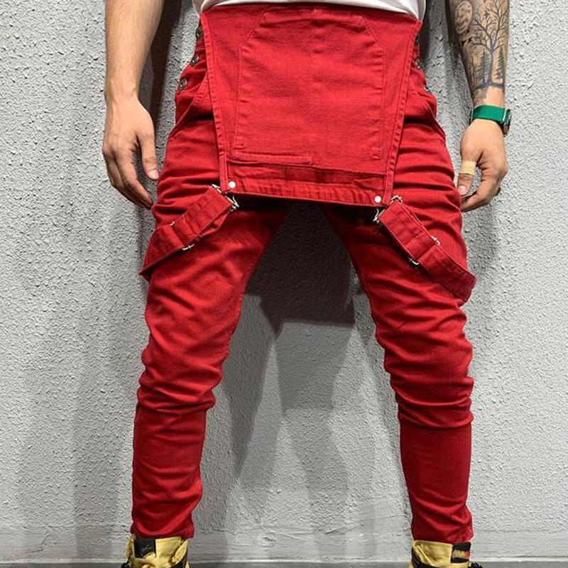 Mens Solid Color Denim Overalls 01703561X