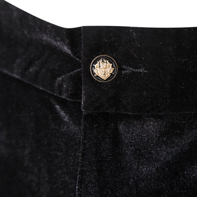 Mens Vintage Contrast Trim Velvet Double Breasted Wedding Blazer Pants Suit 01449780M