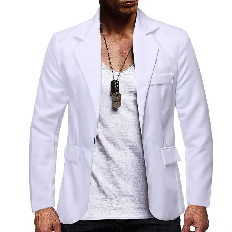 Mens Solid Color Single Breasted One Button Blazer 77926916X