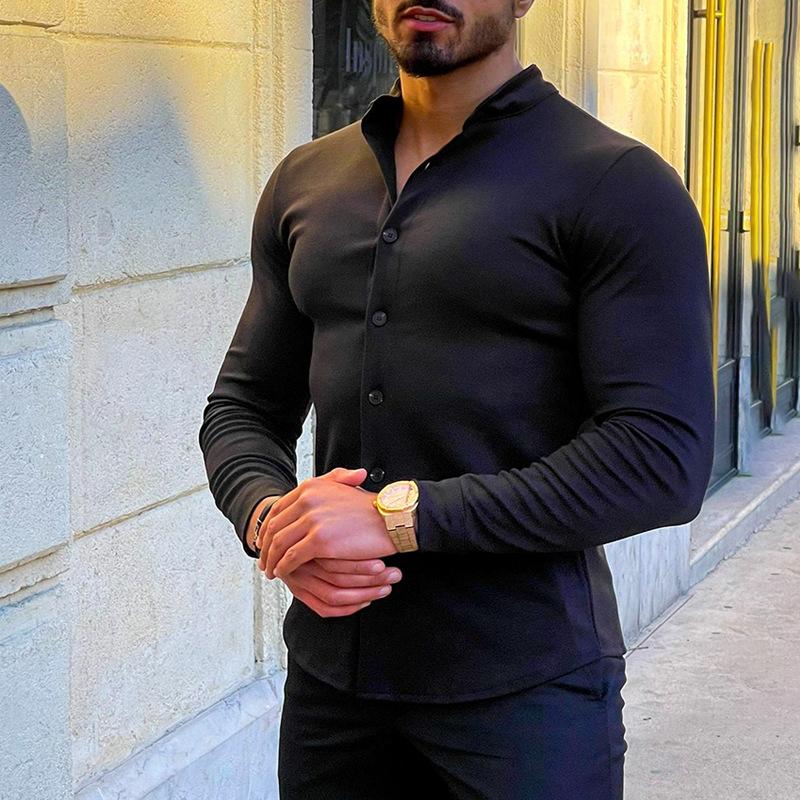 Mens Solid Color Long Sleeve Shirt 29454657X
