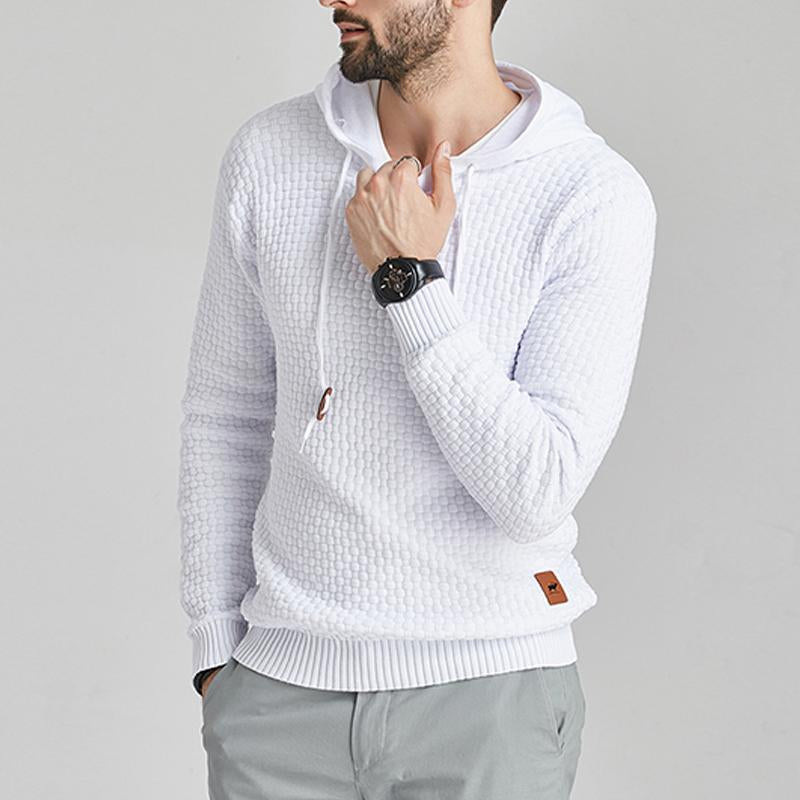 Mens Casual Solid Color Knitted Long Sleeve Hoodie 85263275M