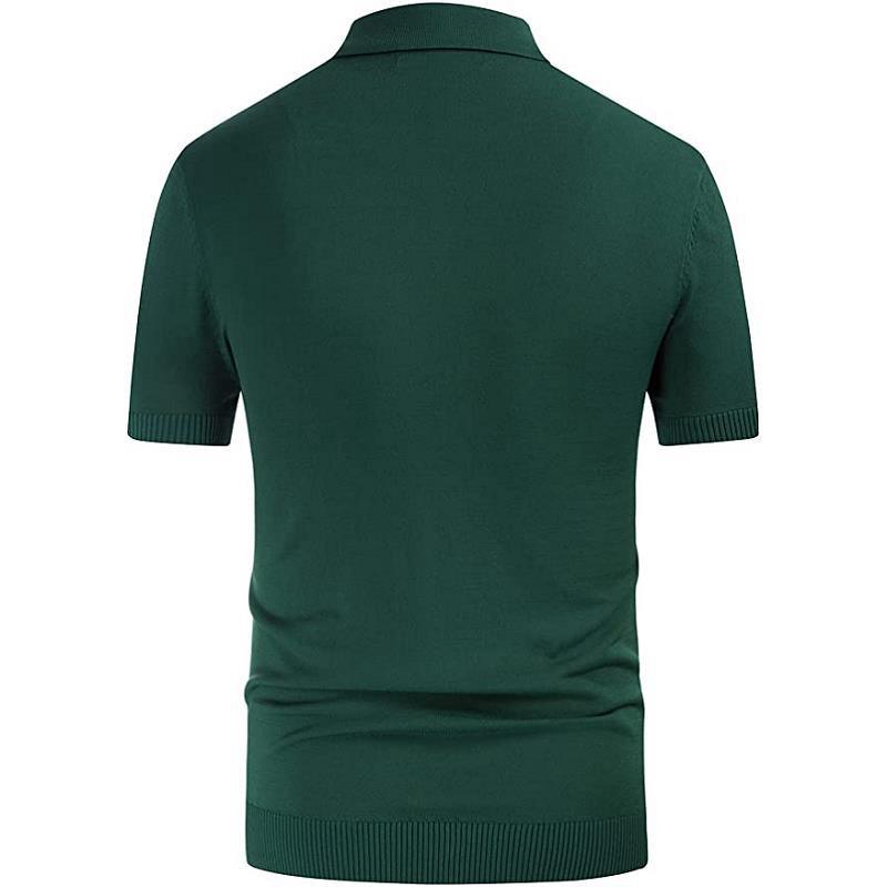 Mens Casual Colorblock Striped Short Sleeve Polo Shirt 61055063M