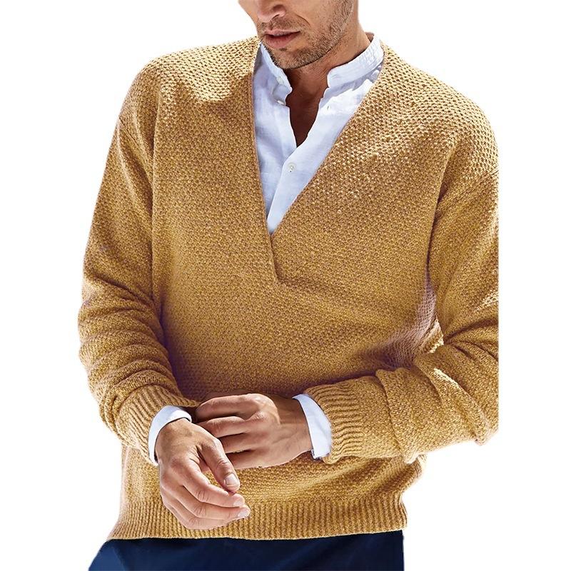 Mens Slim Fit Long Sleeve V-Neck Knit Pullover Sweater 57994922M