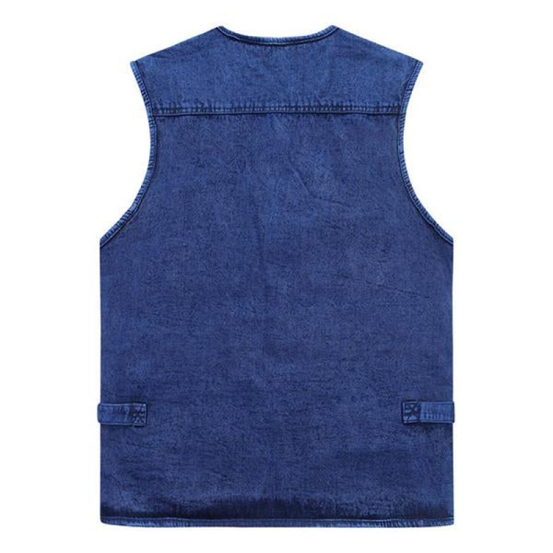 Mens Casual Multi-pocket Denim Vest 57750409M