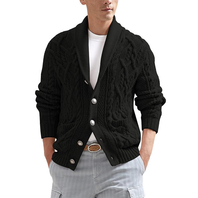 Mens Casual Lapel Slim Fit Long Sleeve Knit Cardigan 79209846M