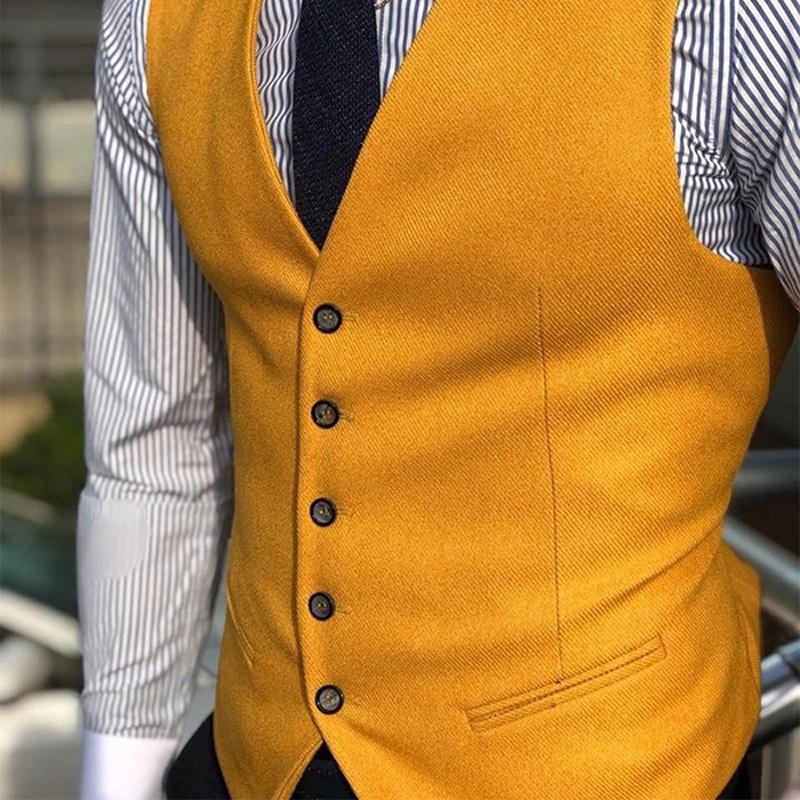 Mens Casual V-neck Single-breasted Suit Vest 13358039M