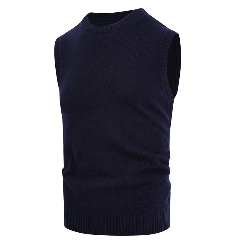 Mens Casual Solid Color Sleeveless Knitted Vest 90185489Y