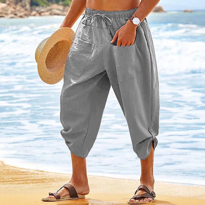 Mens Casual Loose Pocket Beach Pants 77569009Y