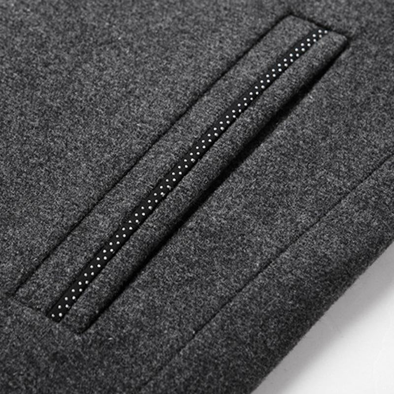 Mens Stand Collar Solid Color Woolen Coat 09916804X