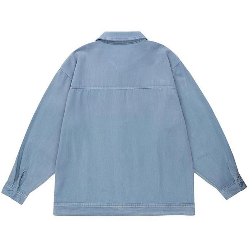 Mens Vintage Gradient Tie Dye Oversized Denim Jacket 60804558M