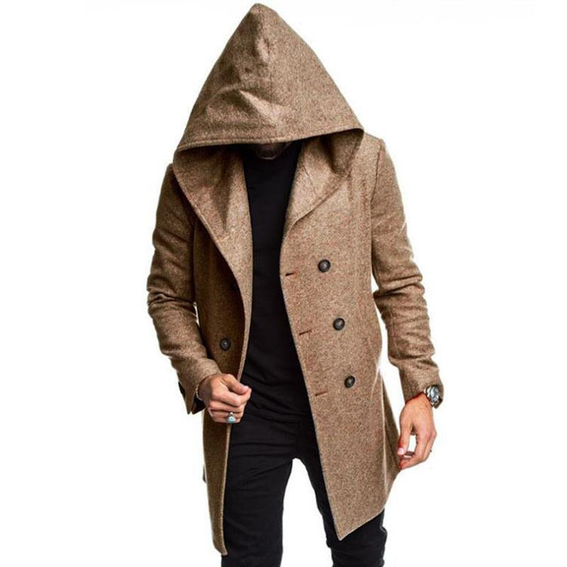 Mens Casual Hooded Double Breasted Coat 61052493M