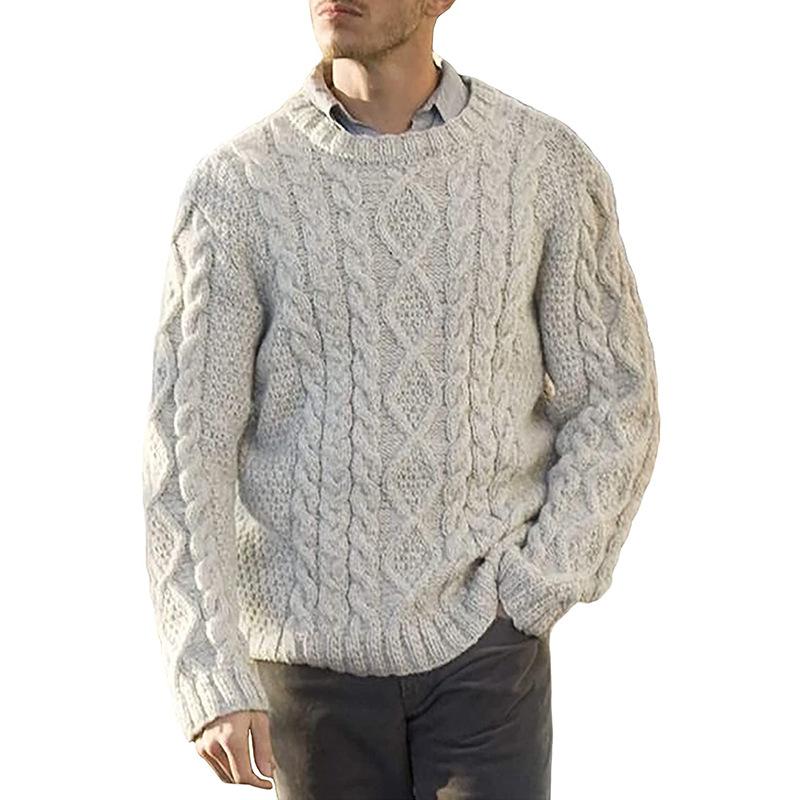 Mens Round Neck Long Sleeve Pullover Sweater 64925544M