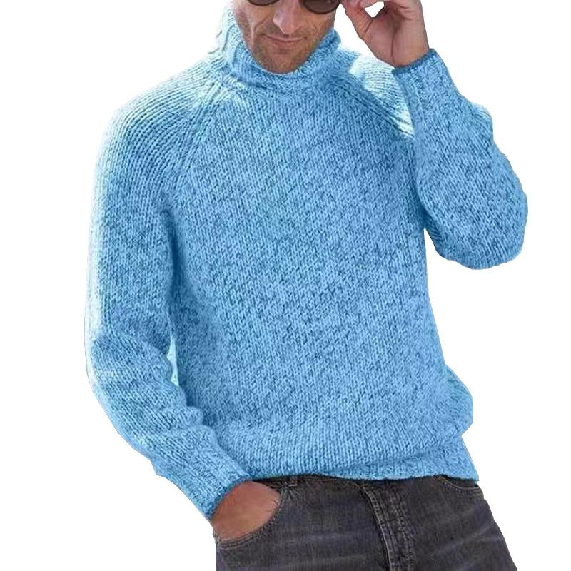 Mens Turtleneck Pullover Solid Color Sweater 10272892X