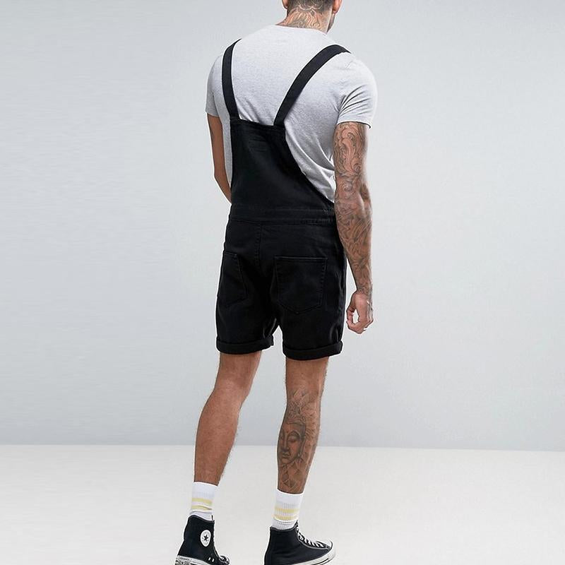 Mens Vintage Cargo Denim Shorts Jumpsuit 91802093M