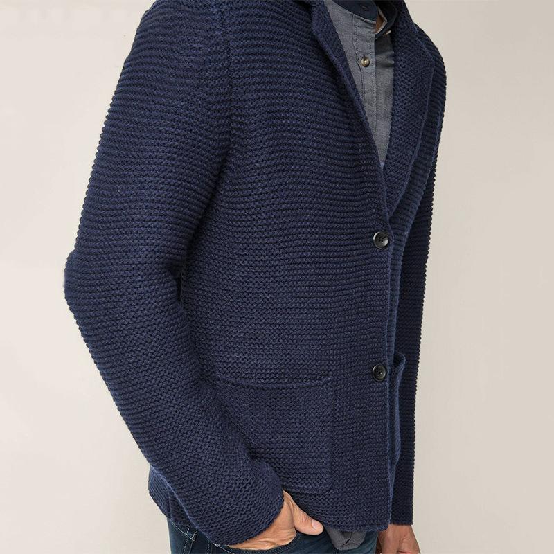 Mens Casual Lapel Long Sleeve Knit Cardigan 90618023M
