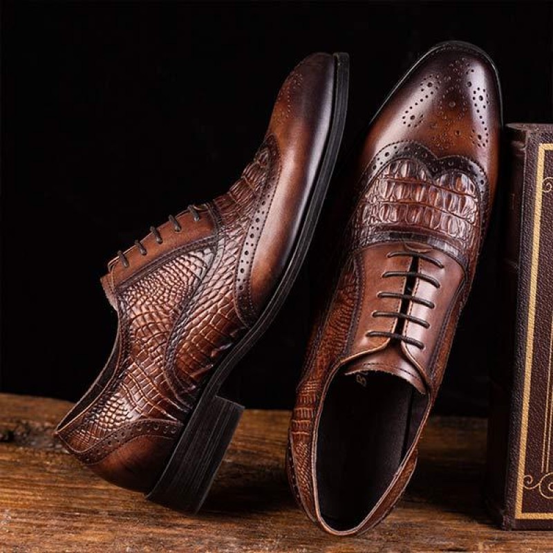 MENS BROGUE OXFORD CROCODILE LEATHER SHOES 83905243C